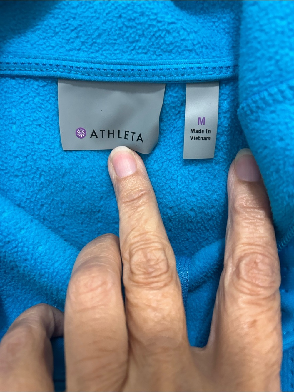 Athleta Bright Blue Quarter-Zip Hoodie Sweatshirt - Picture 3 of 10